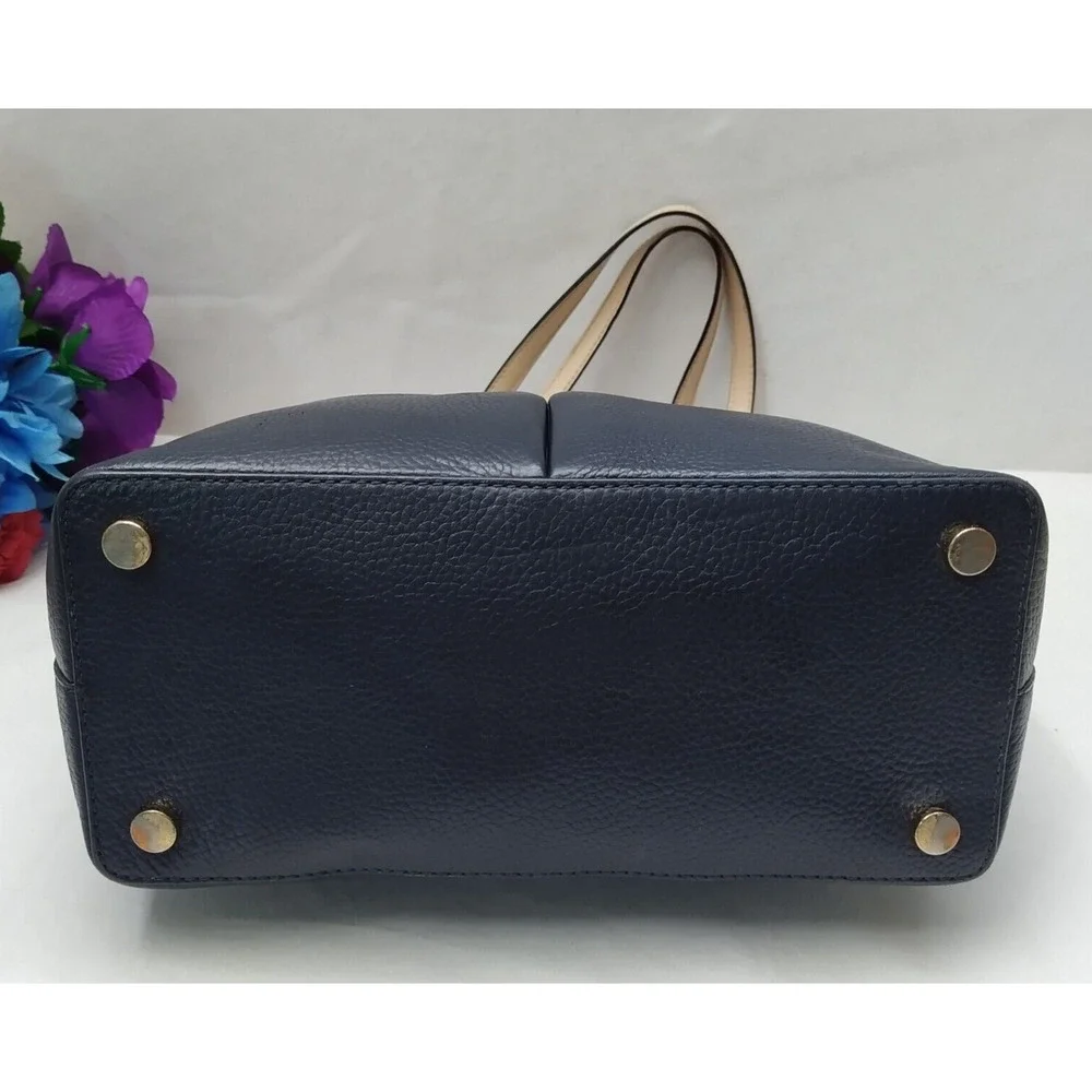 Michael Kors Bedford Midnight Blue Pebbled Leather Pocket Tote Bag - Picture 7 of 16